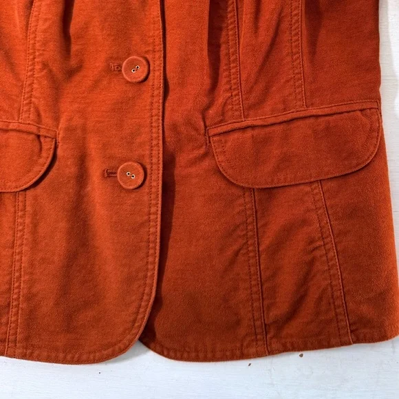 J. JILL Women’s Brushed Cotton Burnt Orange Blazer Jacket Size 4 Earthy Fall - Picture 8 of 11